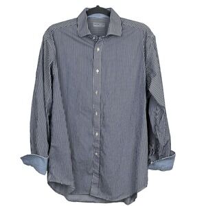 Jack Stone by Thomas Dean Shirt Mens Large Striped Long Sleeve Flip Cuff Cotton